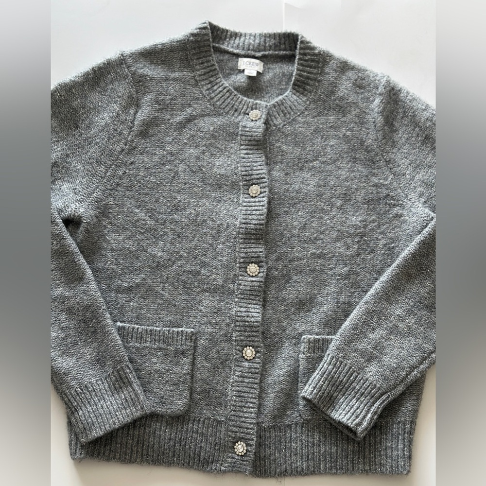 J Crew Factory Large gray with silver threads lady jacket/cardigan